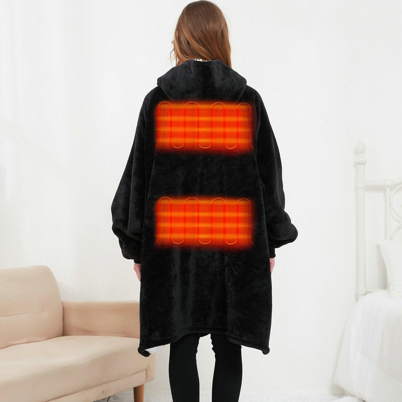USB heated wearable blanket hoodie, product photo 3